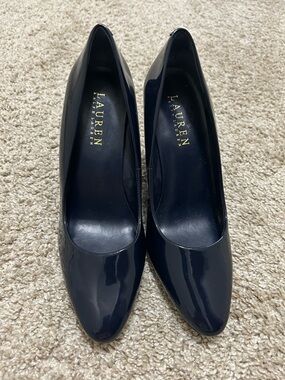 LAUREN Ralph Lauren Navy Patent Leather Wedges